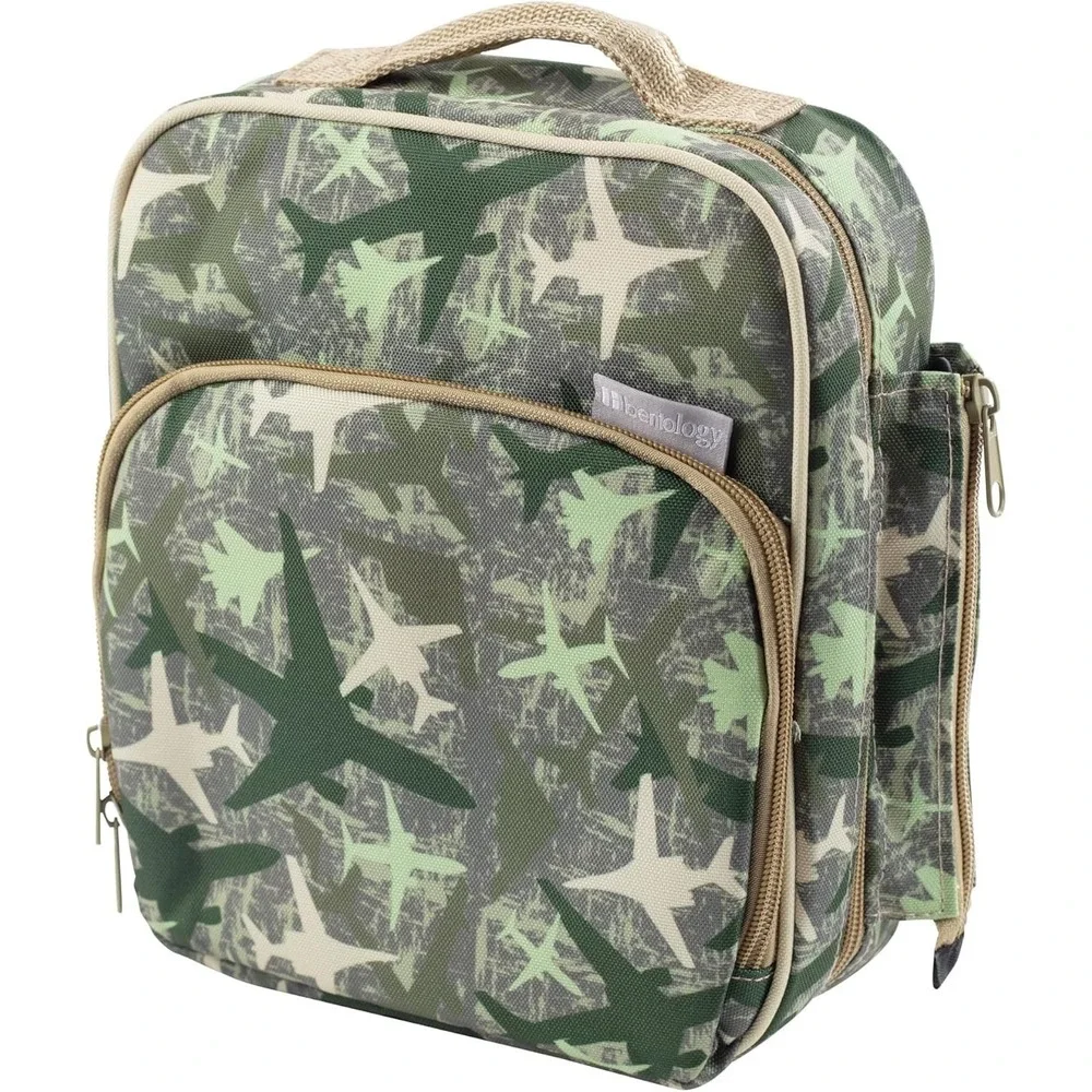 Kids Insulated Lunch Box w Snack Pocket & Water Bottle Holder - Jets